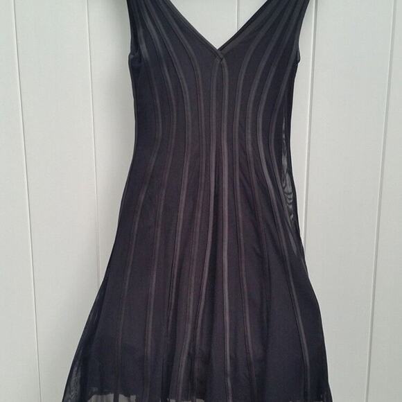 Tadashi Dress Sleeveless Double V Midi Cocktail Evening Mesh Black Womens Size M - Picture 4 of 11